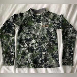 SITKA Lightweight Crew/Mock Long Sleeve Optiface Camo Shirt Youth Small